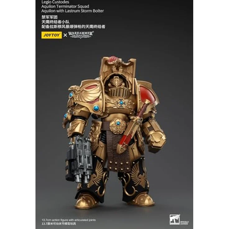 JOYTOY Warhammer The Horus Heresy Action Figure 1/18 Legio Custodes Aquilon Terminator Squad Aquilon mit Lastrum Storm Bolter, 14 cm, beweglich und detailreich mit Waffenzubehör – Bild 3