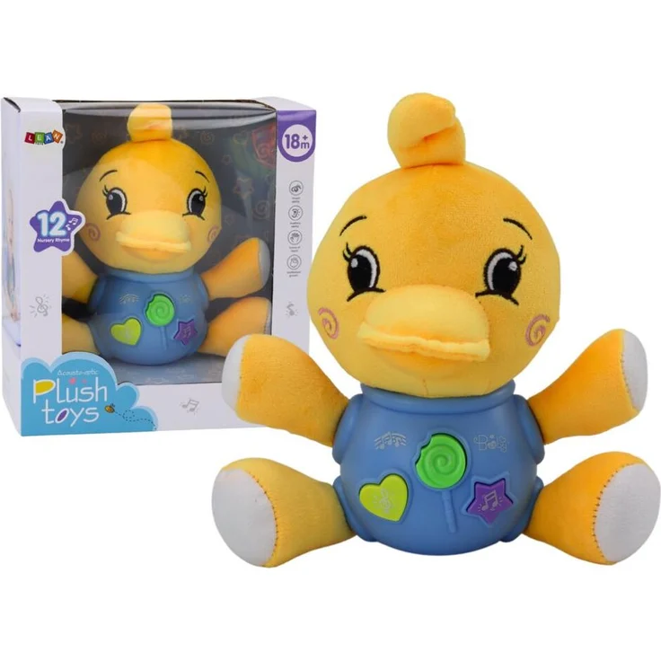 Leantoys Interaktive Plüschente, Gelb, 19 cm, für Kinder ab 18 Monaten, spricht Englisch, mit weichem Plüschmaterial