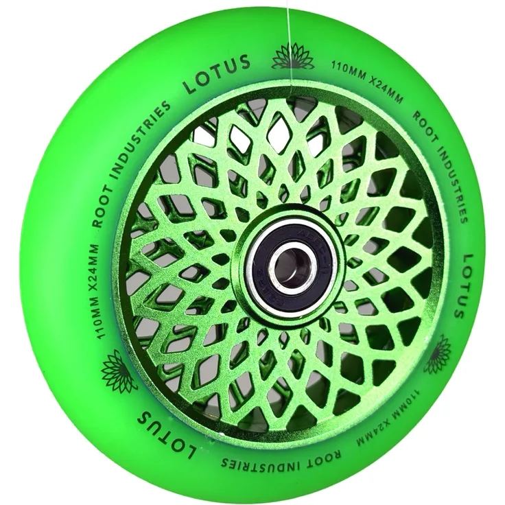 Root Industries Lotus Stunt-Scooter Rolle 110mm Radiant Grün/PU Grün, Hollowcore Design, 88A Härte