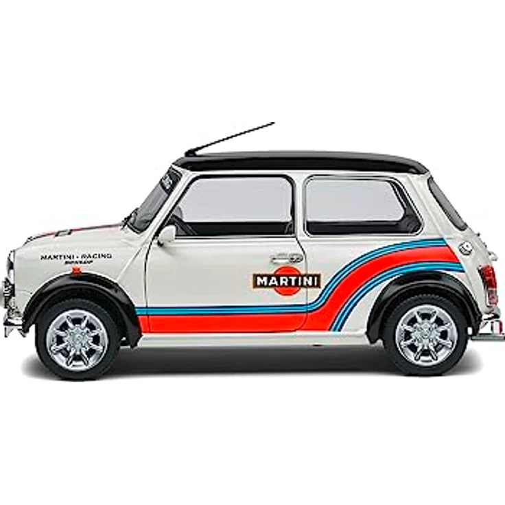 Solido 1:18 Mini Cooper MARTINI EVO, Modellauto aus Zinkdruckguss in detailgetreuer Nachbildung von 1998, mit Kunststoffsockel im Fensterkarton – Bild 3