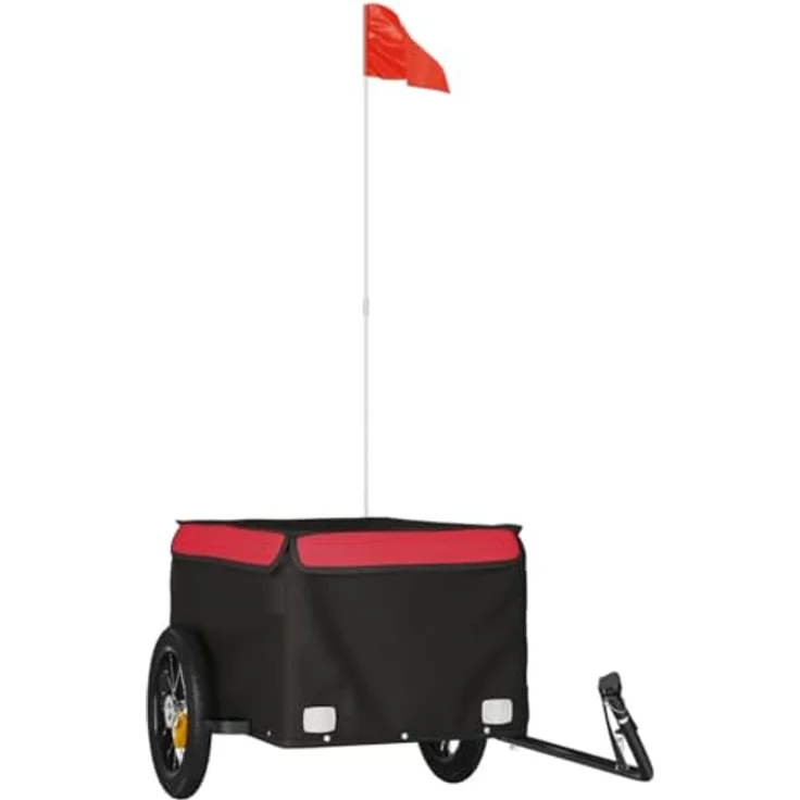 vidaXL Fahrradlastenanhänger Fahrradanhänger 30 kg Eisen in Schwarz und Rot – Bild 1