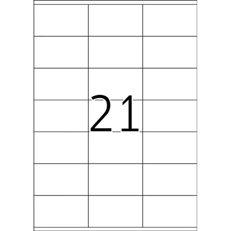 TopStick 8707 Adressetiketten, 1000 Blatt, 70 x 41 mm, 21 pro A4 Bogen, 21000 Stück, selbstklebend, bedruckbar, matt, blanko Papier Adressaufkleber Etiketten, weiß – Bild 2