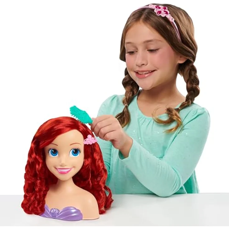 Just Play Arielle, Die Meerjungfrau Ariel Styling Head, 20 cm mit roten Haaren und Styling-Tools, rosa – Bild 2