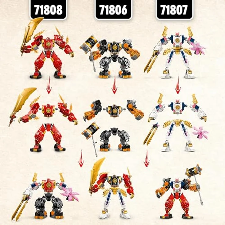 LEGO NINJAGO Kais Feuermech, Actionfiguren-Spielzeug für Kinder mit roter Mech-Figur zum Umgestalten, Ninja-Set mit 4 Figuren inkl. Kai und Zane, Geschenk für 7-jährige Jungs und Mädchen 71808 – Bild 4