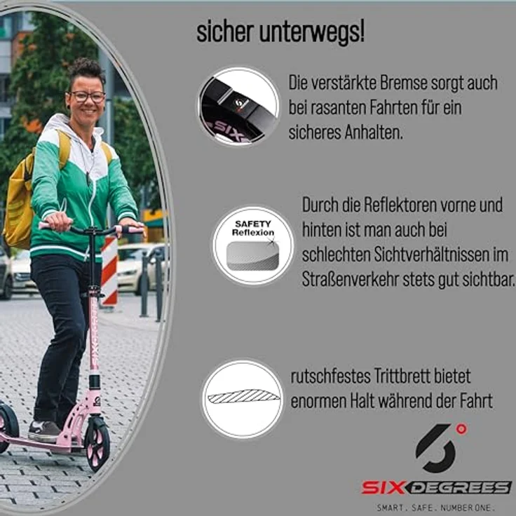 Authentic Sports Alu Scooter grau 205mm Six Degrees - Hochwertiger Aluminium Scooter mit 205 mm High Rebound-Rollen – Bild 4