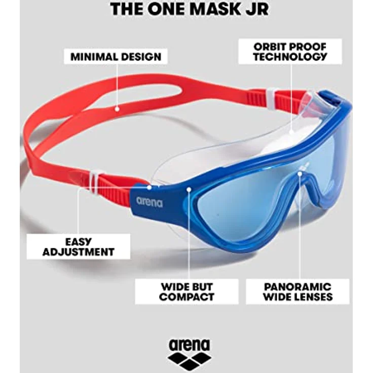 arena The One Mask Junior Anti-Fog Schwimmbrille für Kinder, Schwimmmaske mit Großen Verspiegelten Gläsern, UV-Schutz, Selbstjustierender Nasensteg, Orbit-Proof Dichtungen – Bild 3