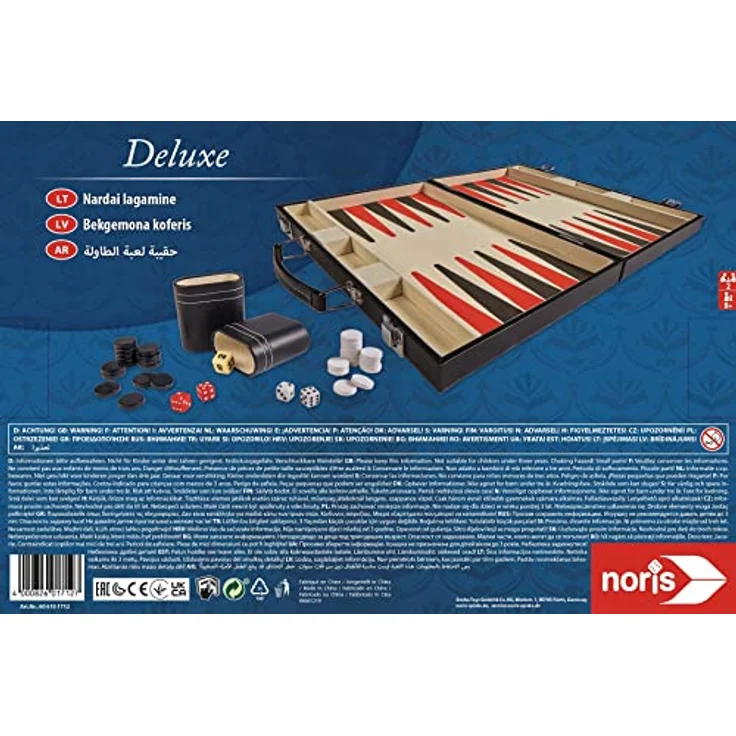 Noris 606101712 - Deluxe Backgammon, der Spieleklassiker im handlichen Koffer in edler Ausführung - auch für unterwegs geeignet, ab 8 Jahren – Bild 2