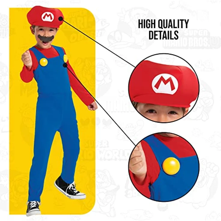 SUPER MARIO Disguise Offizielles Nintendo Kostüm Mario Kart Kostüm Kinder Jungen Faschingskostüme Kinder M - Preisvergleich – Bild 4