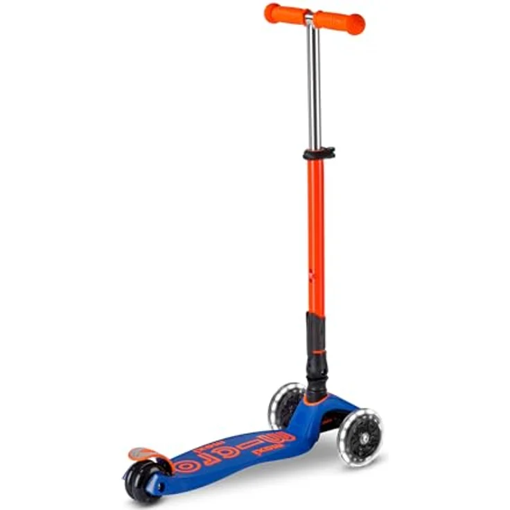 MICRO Maxi micro Deluxe Foldable neon LED, Höhenverstellbarer & klappbarer Kinderroller für Jungs & Mädchen ab 5 Jahren, LED-Rollen, Blaze orange – Bild 5