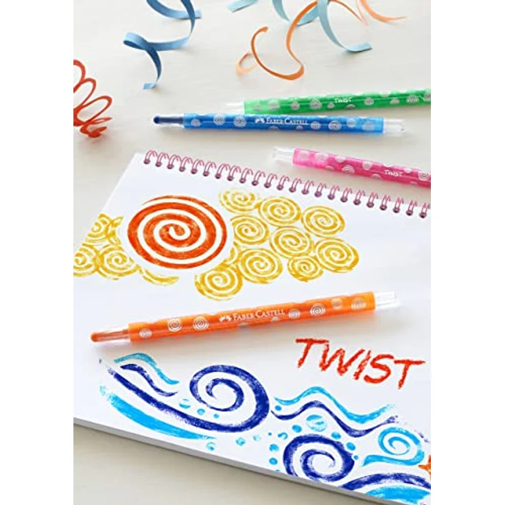 Faber-Castell 120003 - Drehbare Wachsmalkreiden, 12er Kartonetui, Jumbo Twist, glatte und brillante Farben, kein Anspitzen nötig – Bild 2