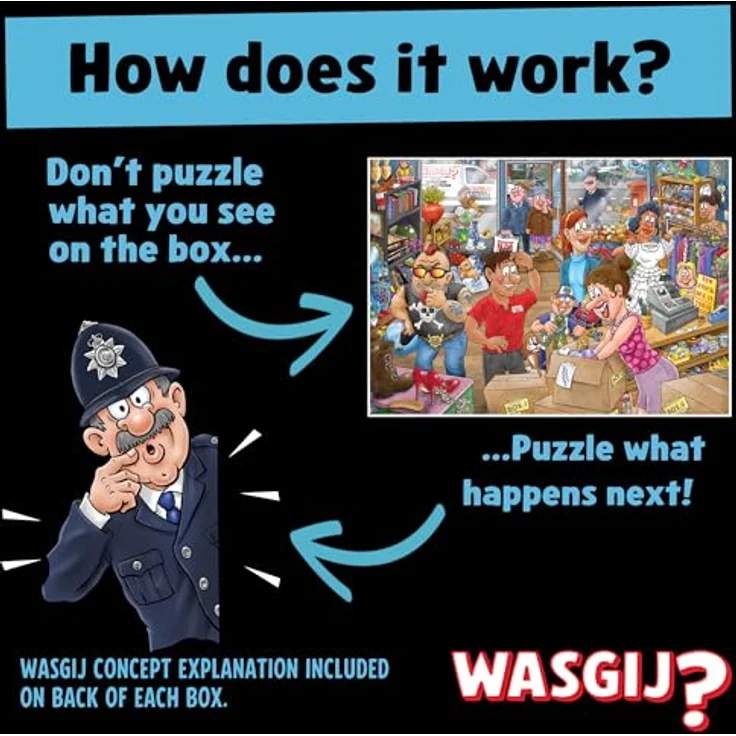 Wasgij Mystery 29 Donation Debacle!, 1000 Teile Puzzle mit fantasievoller Darstellung und spannenden Überraschungen – Bild 4