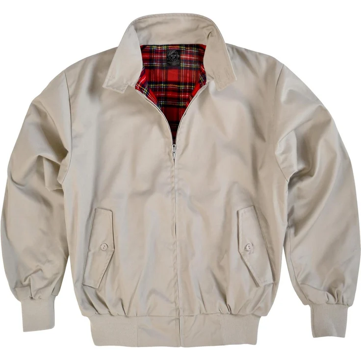 normani Blouson Herren Harrington Jacke Retro Blouson English Style mit kariertem Innenfutter Karofutter, Rot Tartan-Schottenkaro
