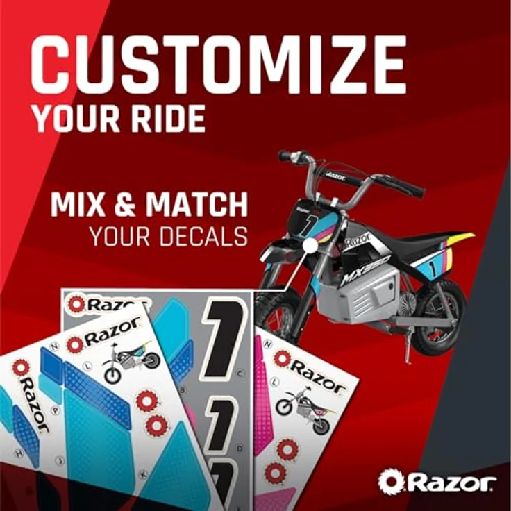 Razor MX350 Dirt Bike, 24 V Elektromotorrad für Kinder mit Black Stickers, bis zu 60 Minuten Betrieb – Bild 7