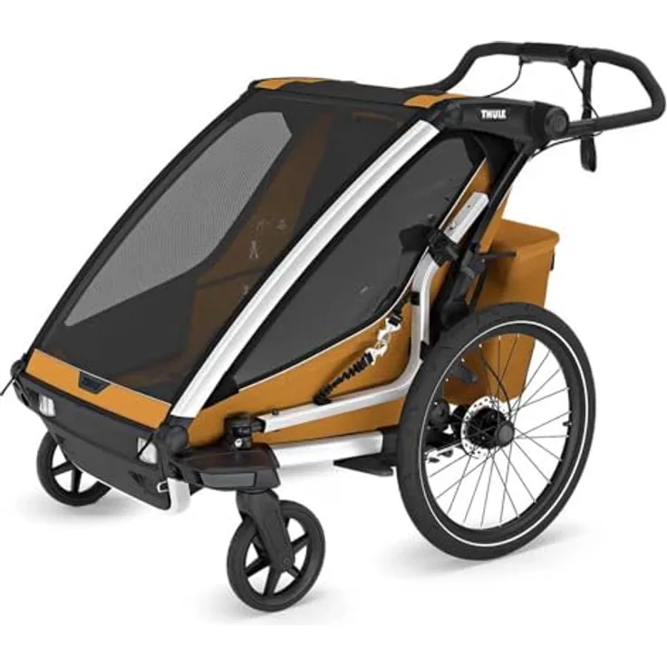 Thule Chariot Sport 2, Multifunktionaler Veloanhänger mit einhändig umwandelbarem Kinderwagen und sicherer Ein-Klick-Befestigung