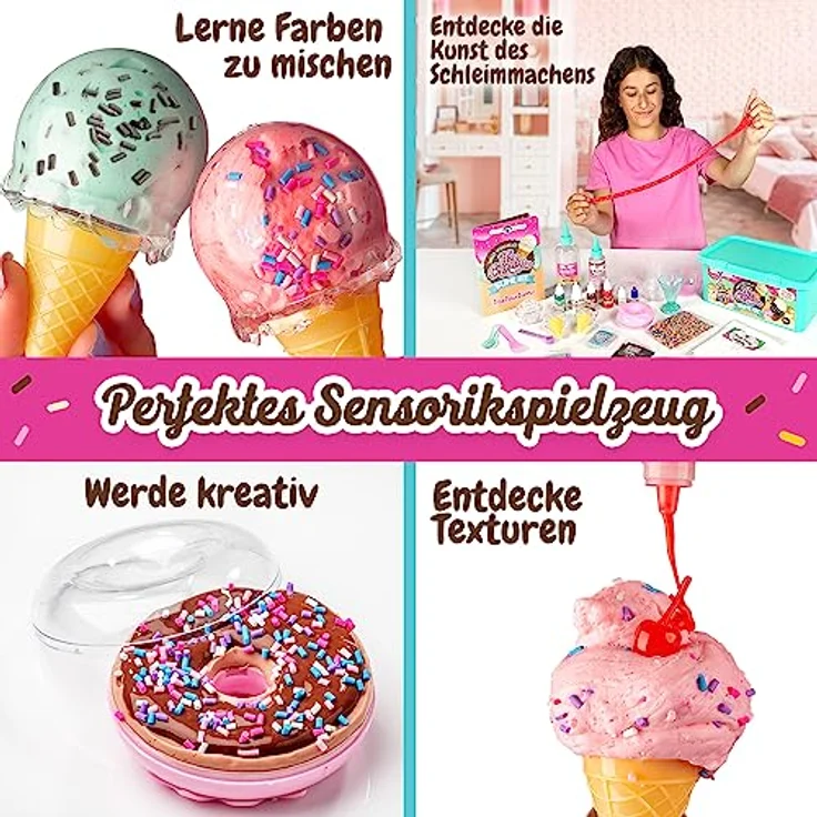Original Stationery Süßes Eiscreme Schleim-Set für Mädchen, zum Selbermachen von Schleim, inklusive Donut-, Eiscreme- und Cupcake-Behältern, kreatives Geschenk für 8-12 Jahre – Bild 5