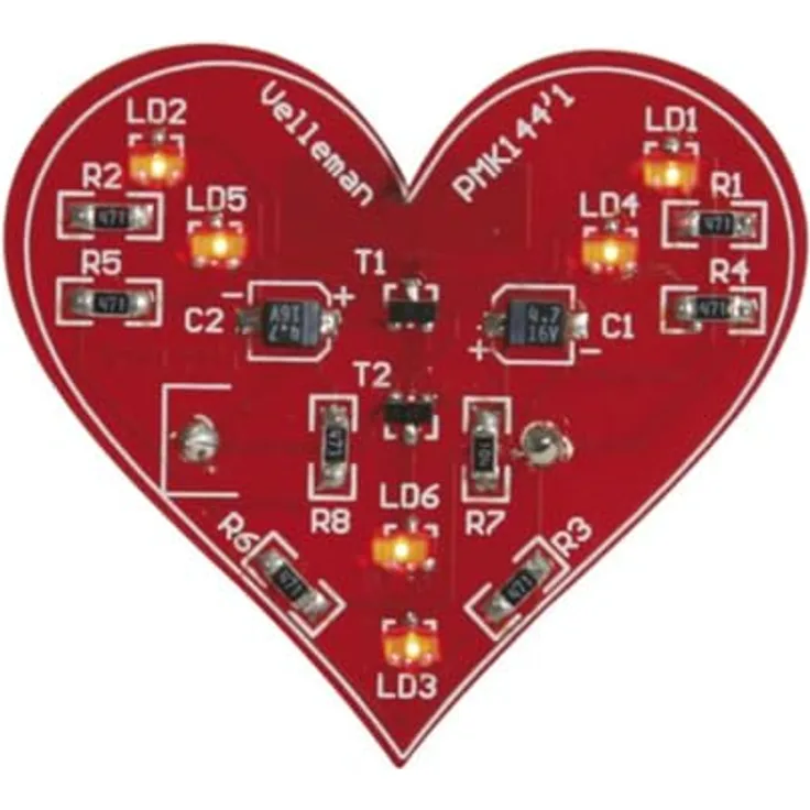 Whadda Lötbausatz SMD-Herz, blinkendes Mini-Liebesgadget für DIY-Projekte, ideal für Valentinstag