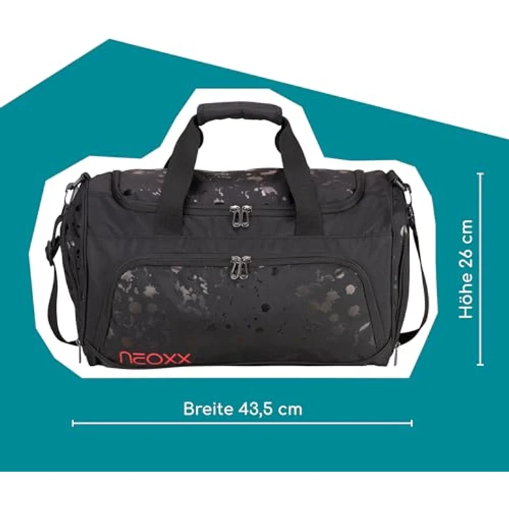 neoxx Sporttasche Move, Splash Black, nachhaltig aus recyceltem Material, mit Schuhfach und 25 Liter Volumen – Bild 5