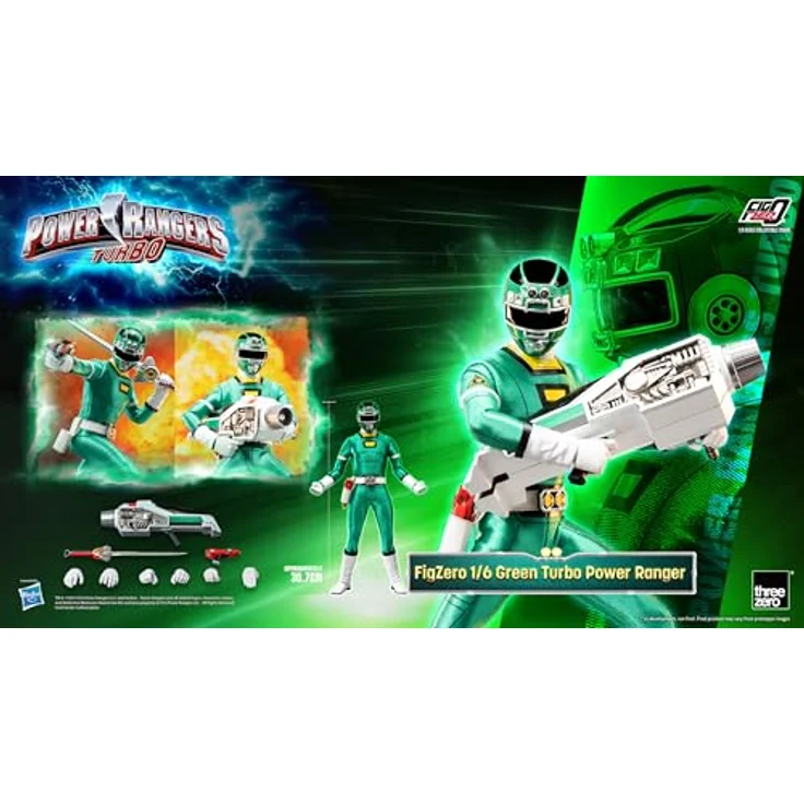 THREEZERO Power Rangers Turbo FigZero Actionfigur 1/6 Green Turbo Power Ranger, 30 cm, detailreich mit austauschbaren Teilen und Zubehör – Bild 5