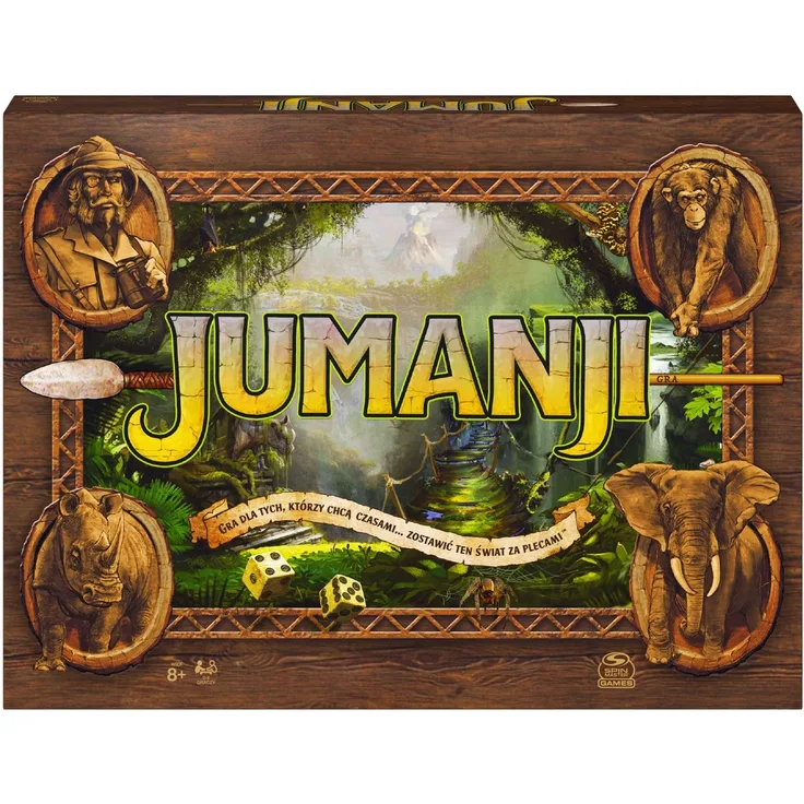 Spin Master Jumanji Brettspiel, kooperatives Abenteuer mit 100 Herausforderungskarten und stimmungsvoller Grafik