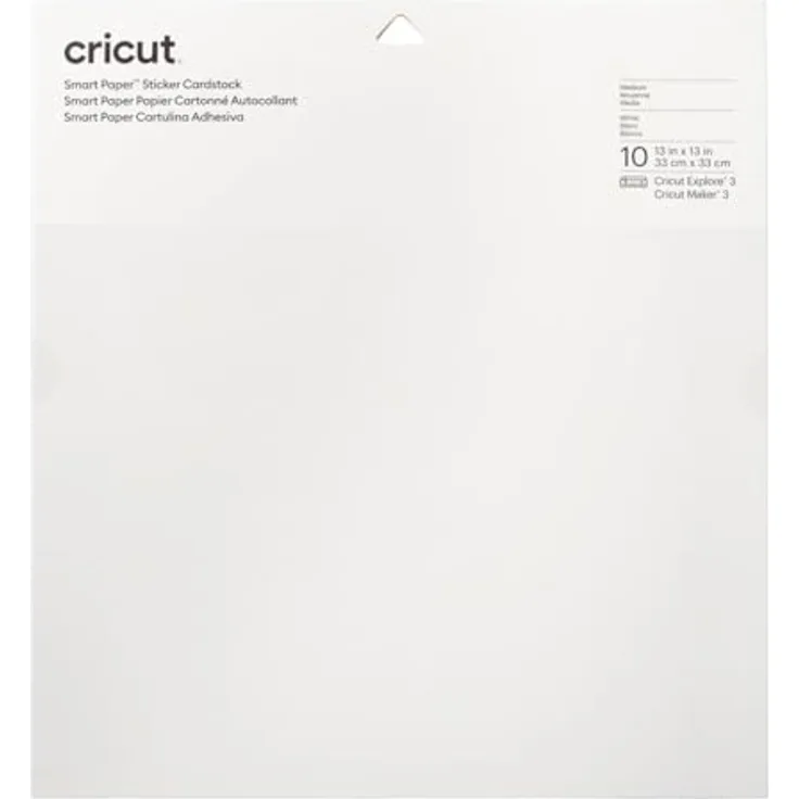 Cricut 2008317 Smart Paper Sticker Cardstock | 10 sheets | 33cm x 33cm | White, 33 x 33 cm