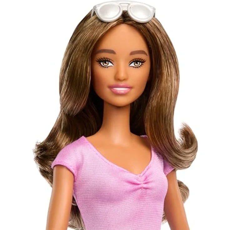 Barbie Anziehpuppe Fashionistas Puppe Nr. 228 Blinde Barbie-Puppe, mit pastellfarbenem Outfit, Blindenstock und Sonnenbrille – Bild 3