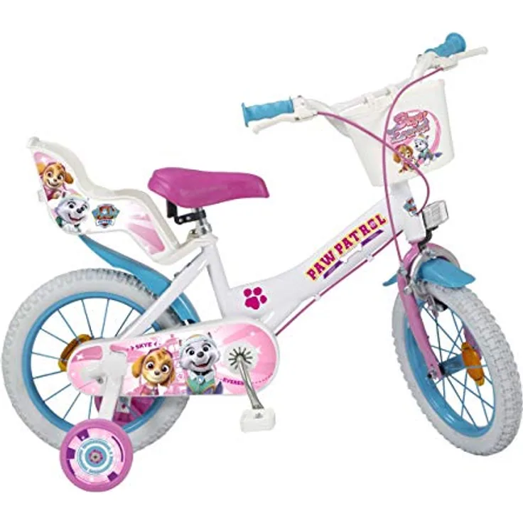 Toimsa 14" 14 Zoll Kinder Kinderfahrrad Mädchen Mädchenfahrrad Disney Fahrrad Rad Bike Paw Patrol Weiss WEIß