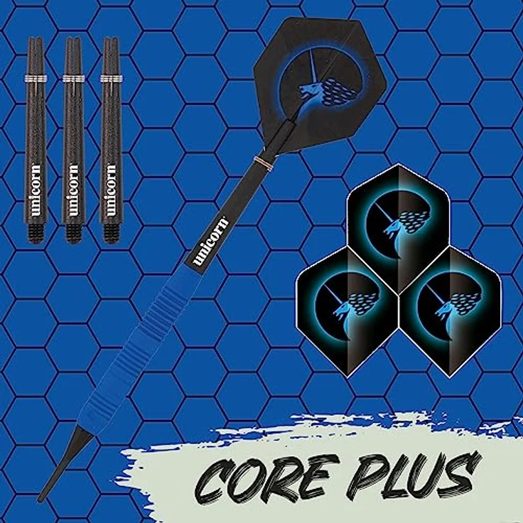 Unicorn Core Plus Rubberised Blue Brass Soft Darts, 16 Gr. / Inhalt 1 Stück – Bild 3