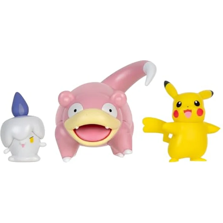 Pokémon PKW3056 Battle Figure Set, Lichtel (5 cm), Pikachu (weiblich), Flegmon (7,5 cm), authentische Sammelfiguren, offizielle Lizenz von Jazwares – Bild 2