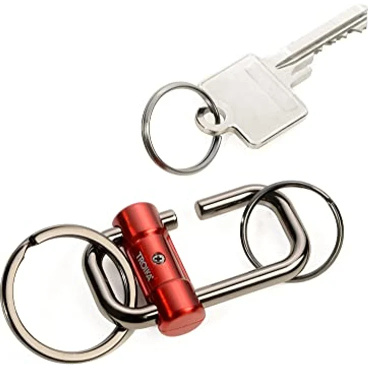 TROIKA 2-Way Key Schlüsselanhänger mit DREI Schlüsselringen Zwei Größen, aus Metallguss, Rot - Preisvergleich – Bild 5