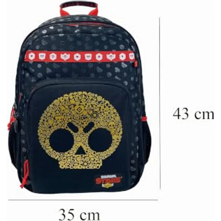 Brawl Stars Schulrucksack, 43 × 35 cm mit 3 Fächern, seitlichen Netzflaschentaschen und gepolsterten Schultergurten – Bild 5