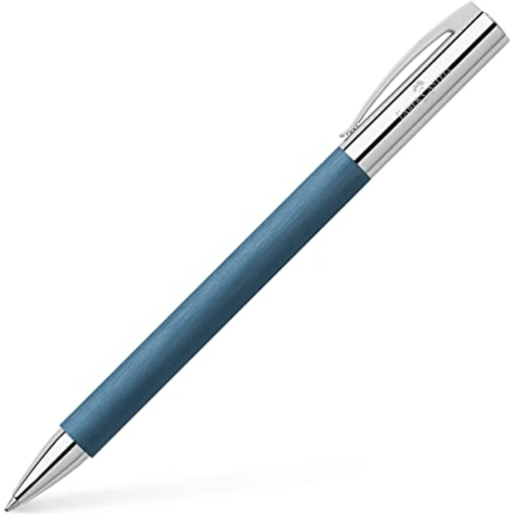Faber-Castell Ambition, Drehmechanismus Schreibstift aus Edelharz und Edelstahl in Blau mit hochglanzverchromten Endstücken, Strichstärke B – Bild 1