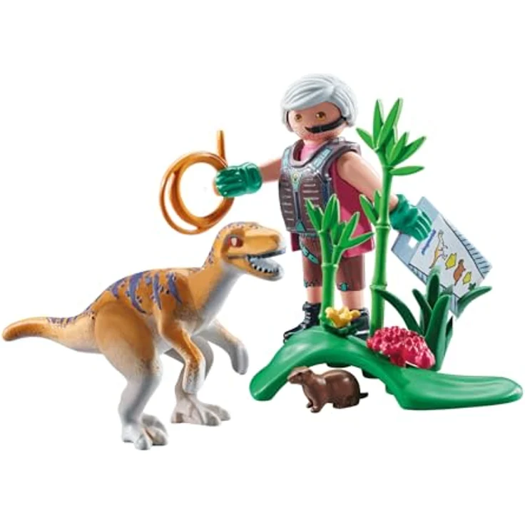 PLAYMOBIL 71823 Velociraptor, Dino-Spielset mit Erdhügel und Forscherfigur – Bild 4
