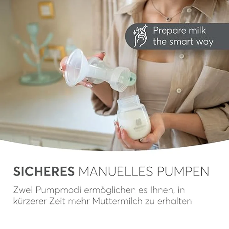 Kikka Boo ELSIE Manuelle Brustpumpe, Brustpumpe mit 2 Modi, Einstellbare Saugkraft, Weiches Silikonpad, Tragbar, Kompakt, BPA-frei – Bild 5