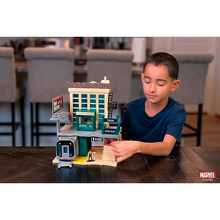 Jada Marvel Spider-Man NYC Deluxe Nano Scene, Diorama Daily Bugle mit 2 Metallfiguren, 20 cm – Bild 6