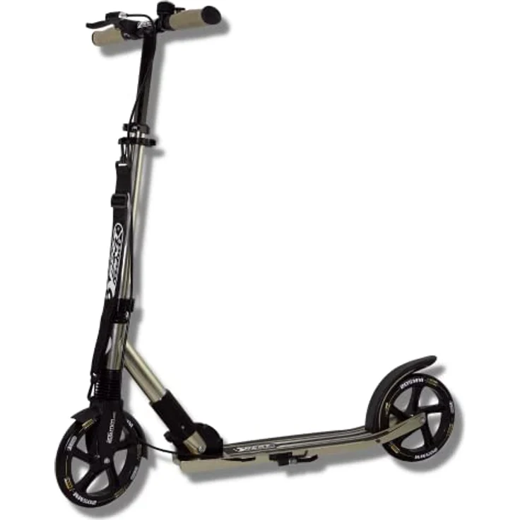 Best Sporting Cityroller, City-Scooter schwarz-gold mit 205 mm High-Rebound-Rollen, klappbar, bis 100 kg Tragkraft, 3-fach höhenverstellbarer Lenker – Bild 1