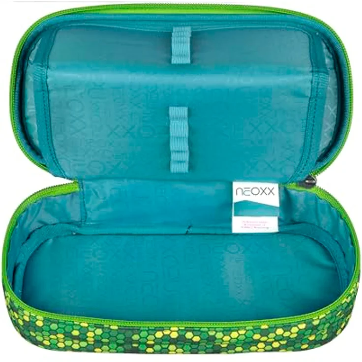 neoxx Schreibgeräteetui Schlamperbox, Jump, Pixel my mind, teilweise aus recyceltem Material, blau – Bild 3