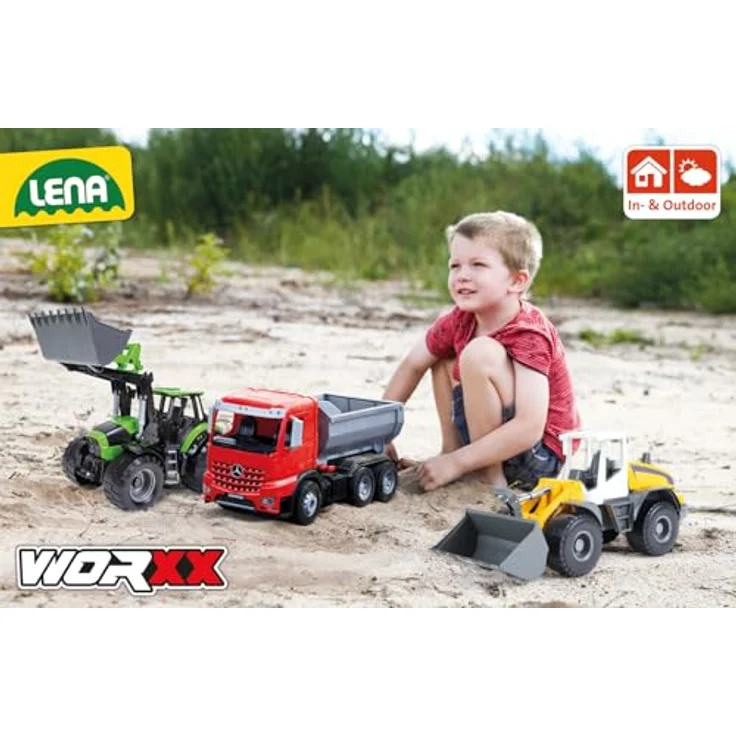Lena WORXX Traktor Deutz-Fahr Agrotron 7250 TTV, Spielzeugfahrzeug mit Anhänger, verstellbarer Traktorschaufel und verriegelbarer Kippmulde, 74 cm, für Kinder ab 3 Jahren – Bild 6