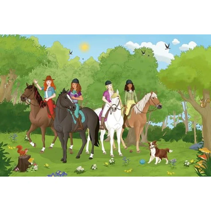 Schmidt Spiele Horse Club 56464, Kinderpuzzle "Ausritt ins Grüne", 150 Teile mit Holstein Fohlen Figur, 43,2 x 29,1 cm – Bild 1