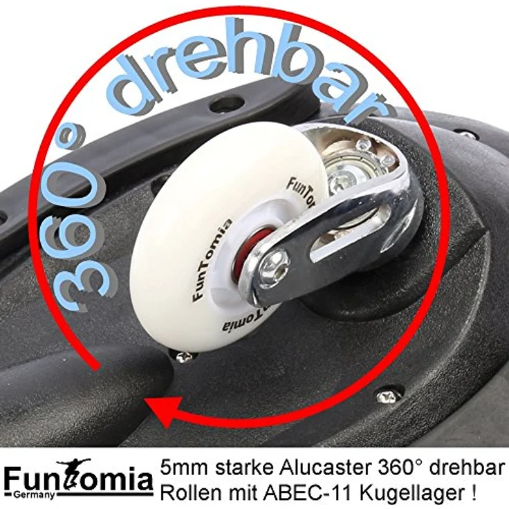 FunTomia Waveboard Original ABEC9 Kugellager inkl. Tasche (Schwarz/Weiß Flecken) mit LED Leuchtrollen und hochwertigem Virgin ABS Kunststoff - Skateboard – Bild 5