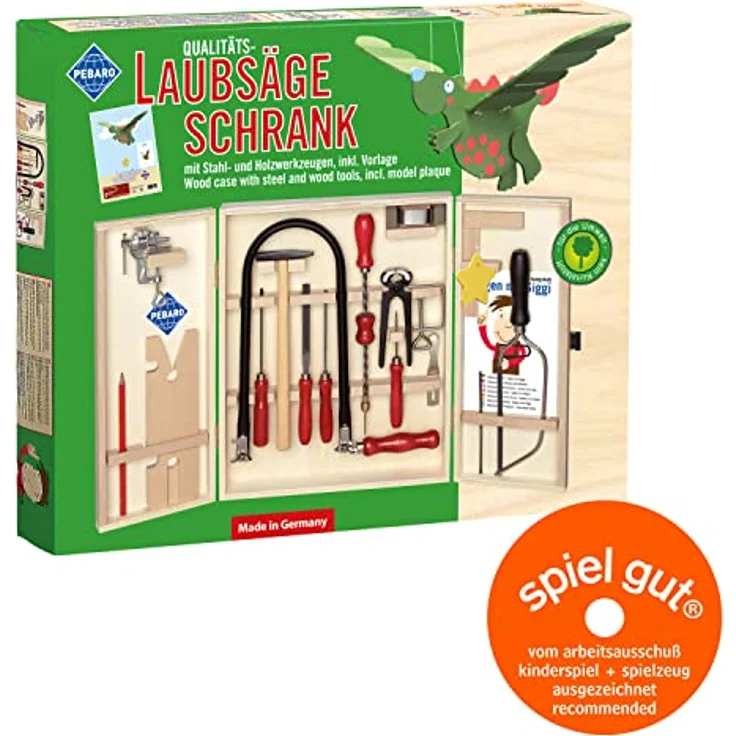 Pebaro 401S Öko-Laubsägeschrank, Komplettset mit 24 Teilen, Holzschrank ohne Kunststoff, Made in Germany, für Basteln mit Holz, 60 x 30 cm – Bild 2
