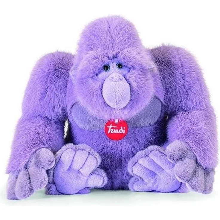 Trudi Plüschtier Giorgio Gorilla, 25 cm, lila, mit blauen Augen und rotem Medaillon