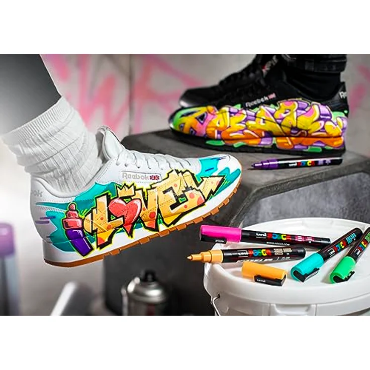 uni-ball 186827 - POSCA Marker Set Sneaker Stifte, 8er Etui, deckend auf hellen Oberflächen – Bild 4
