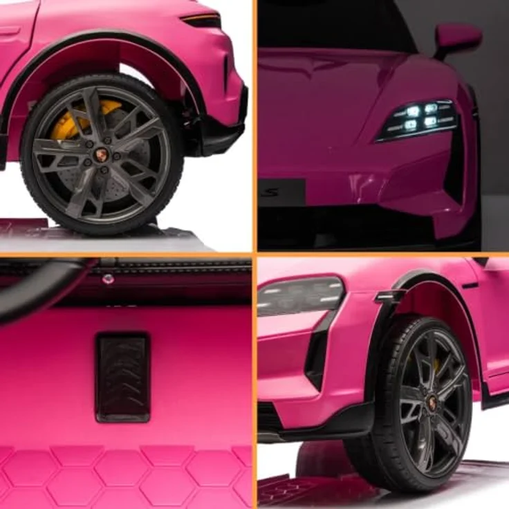 Porsche Taycan Turbo S Elektro Kinderauto 24V, 2 Sitzer für 2 bis 6 Jahre, rosa, mit MP3-Player und Fernbedienung – Bild 9