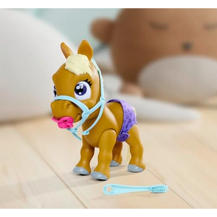 Simba 105950009 - Pamper Petz Pony, 24cm Spielzeug Pferd mit Trink- und Nässfunktion, Fohlen, kämmbarer Schweif, Color Change, Tierbaby mit Windel, 11 Überraschungen, für Mädchen und Jungen ab 3 Jahre – Bild 4