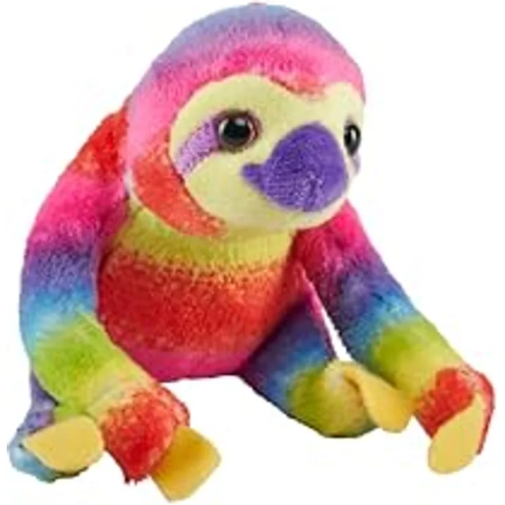 Wild Republic Pocketkins Eco, Kuscheltier Faultier in Regenbogenfarben aus umweltfreundlichen Materialien