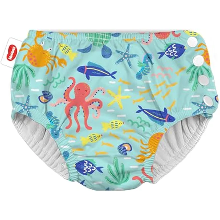 HUGGIES Little Swimmers Wiederverwendbare Schwimmwindel Größe 5-6 Unter Wasser, Nylon/Elasthan beschichtet, 13+ kg, Blau – Bild 2