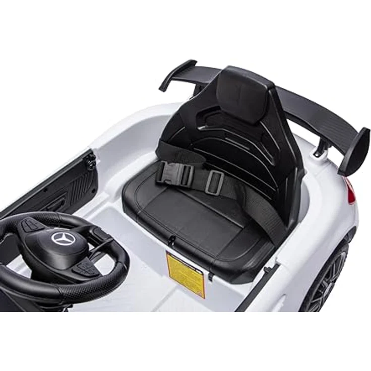 FINOOS Mercedes GTR AMG Elektroauto für Kinder, 12V, mit Fernbedienung, 2 + 1 Geschwindigkeitsstufen, LED, Musik, Bluetooth, weiß – Bild 5