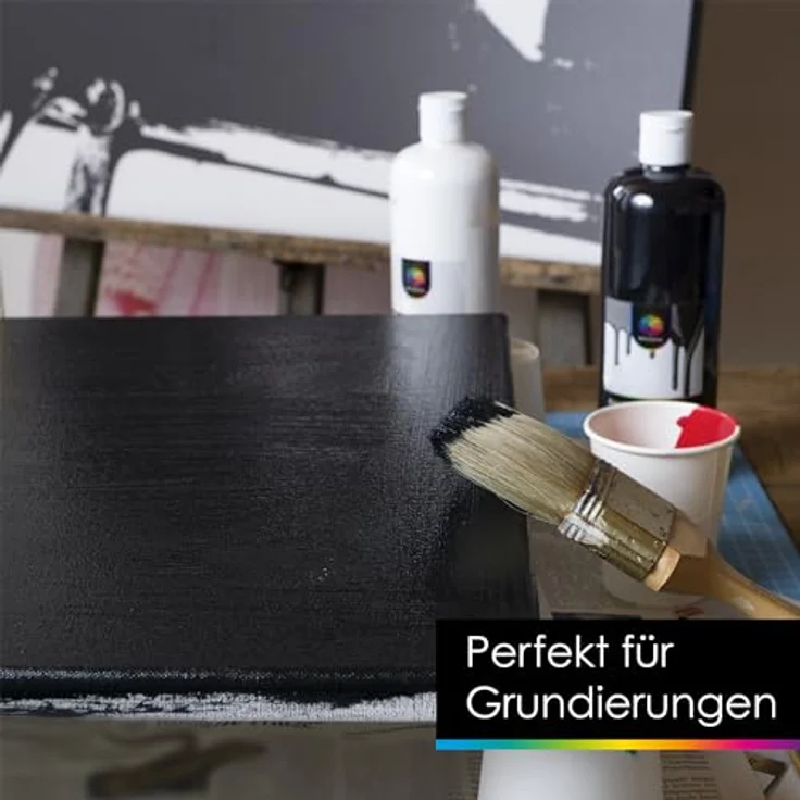 OfficeTree Acrylfarbe Schwarz 500ml, Ungiftige Wasserbasis Acrylfarbe für Malerei, Schnell trocknend und leicht zu mischen – Bild 5
