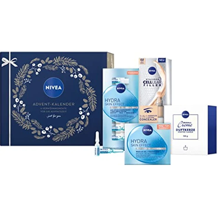 Nivea Adventskalender mit 4 Türchen (4-tlg) - Pflegend, weihnachtlich, Duftkerze, Hydra Skin Ampullen – Bild 2