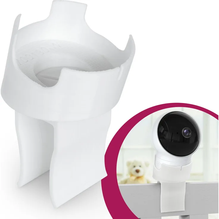 Mobilefox Babyphone Halterung für Eufy SpaceView, Bett Halterung in Weiß, geeignet für Bettgestelle bis 25mm, 15° Neigung